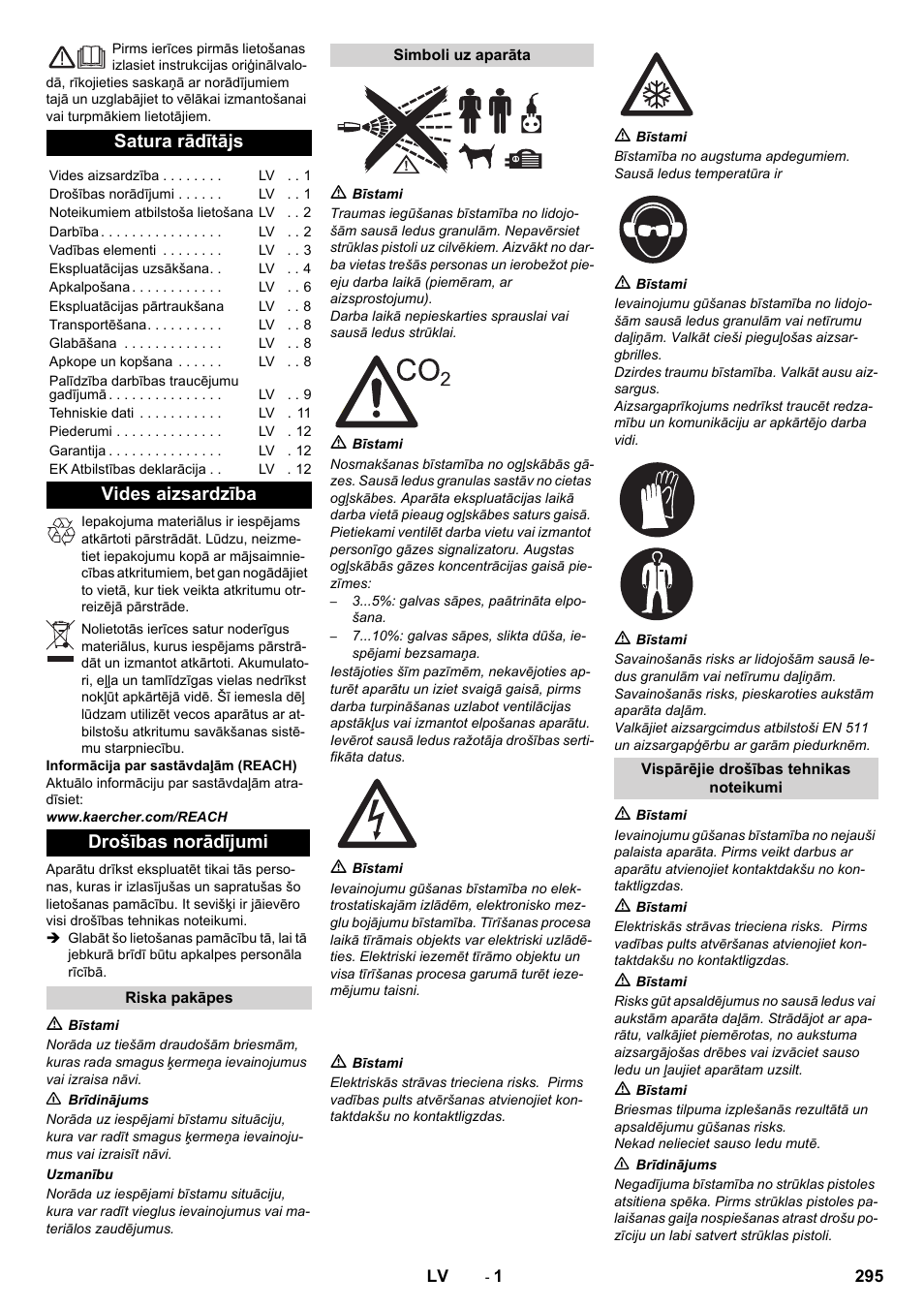 Latviešu, Satura rādītājs, Vides aizsardzība drošības norādījumi | Karcher IB 15-120 User Manual | Page 295 / 334