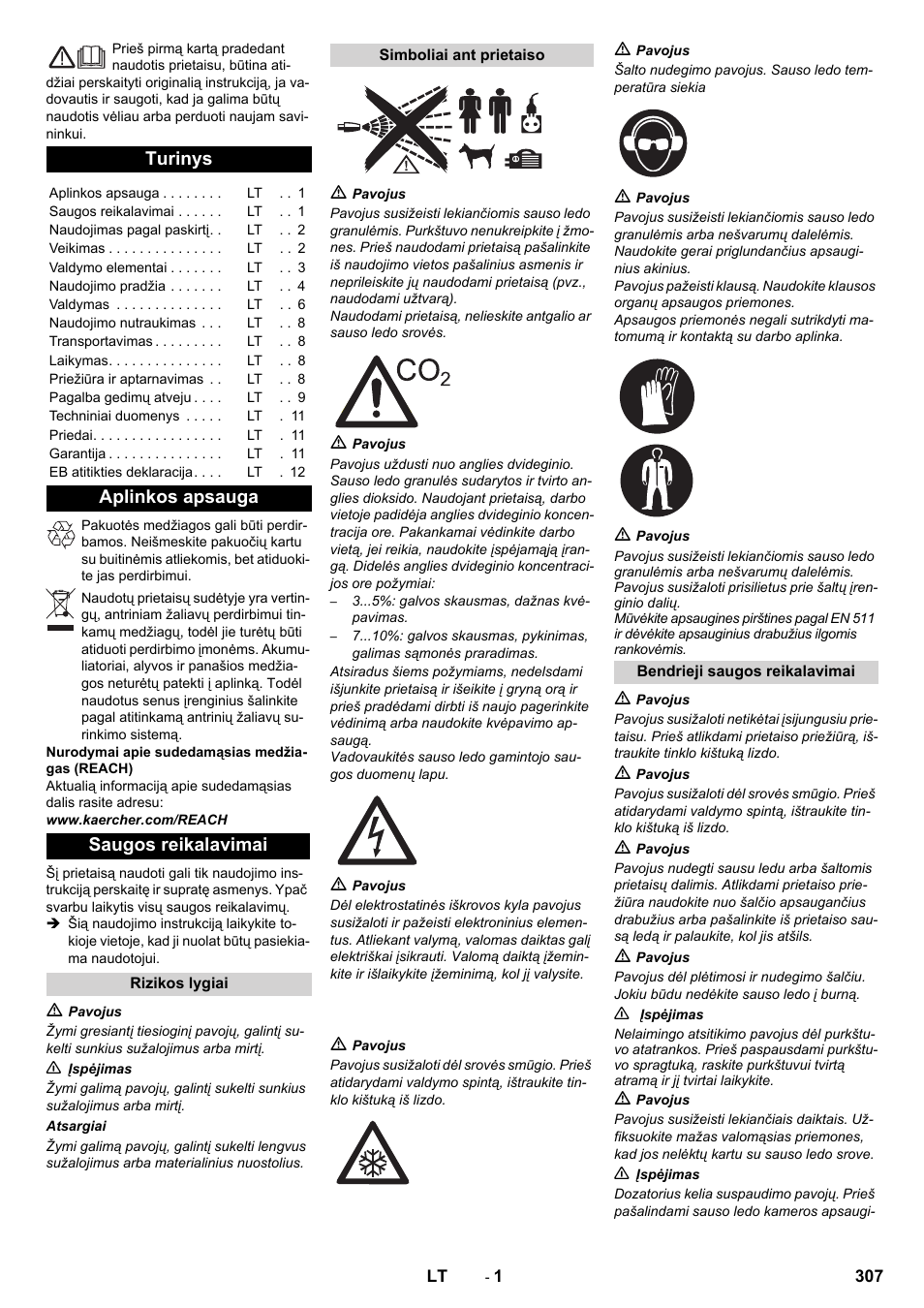 Lietuviškai, Turinys, Aplinkos apsauga saugos reikalavimai | Karcher IB 15-120 User Manual | Page 307 / 334