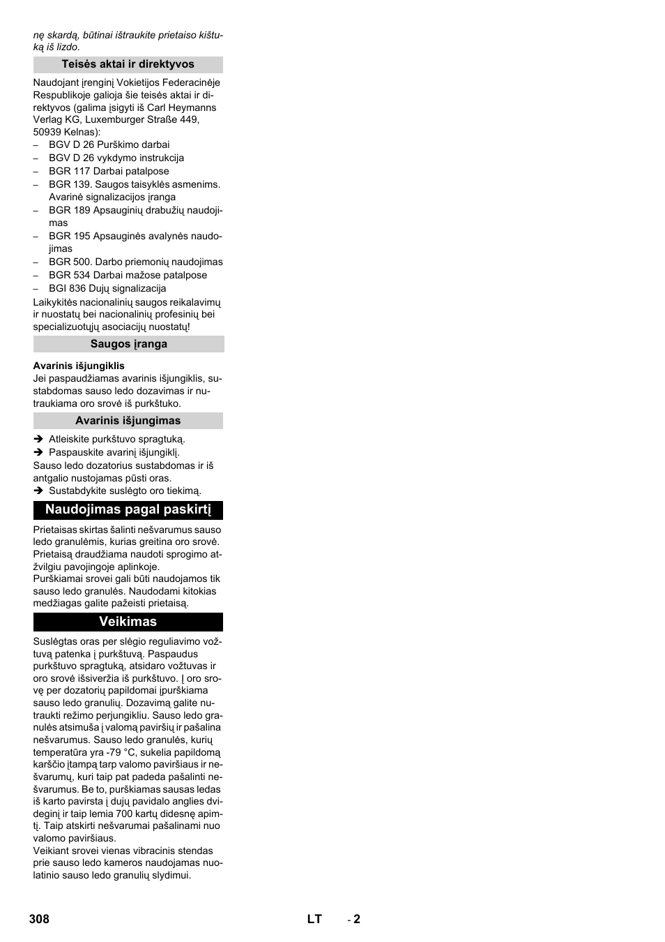 Naudojimas pagal paskirtį veikimas | Karcher IB 15-120 User Manual | Page 308 / 334