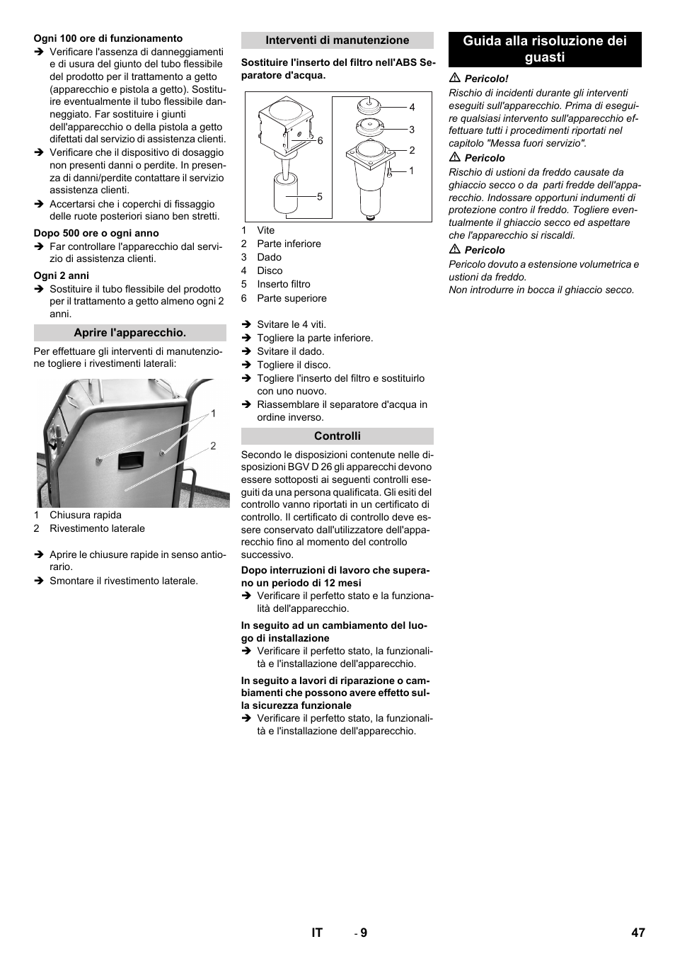 Guida alla risoluzione dei guasti | Karcher IB 15-120 User Manual | Page 47 / 334