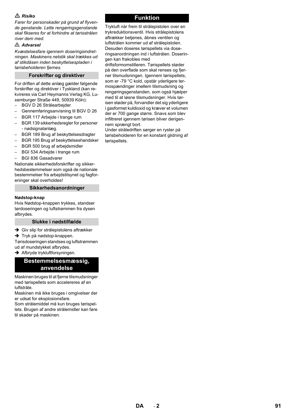 Bestemmelsesmæssig‚ anvendelse funktion | Karcher IB 15-120 User Manual | Page 91 / 334