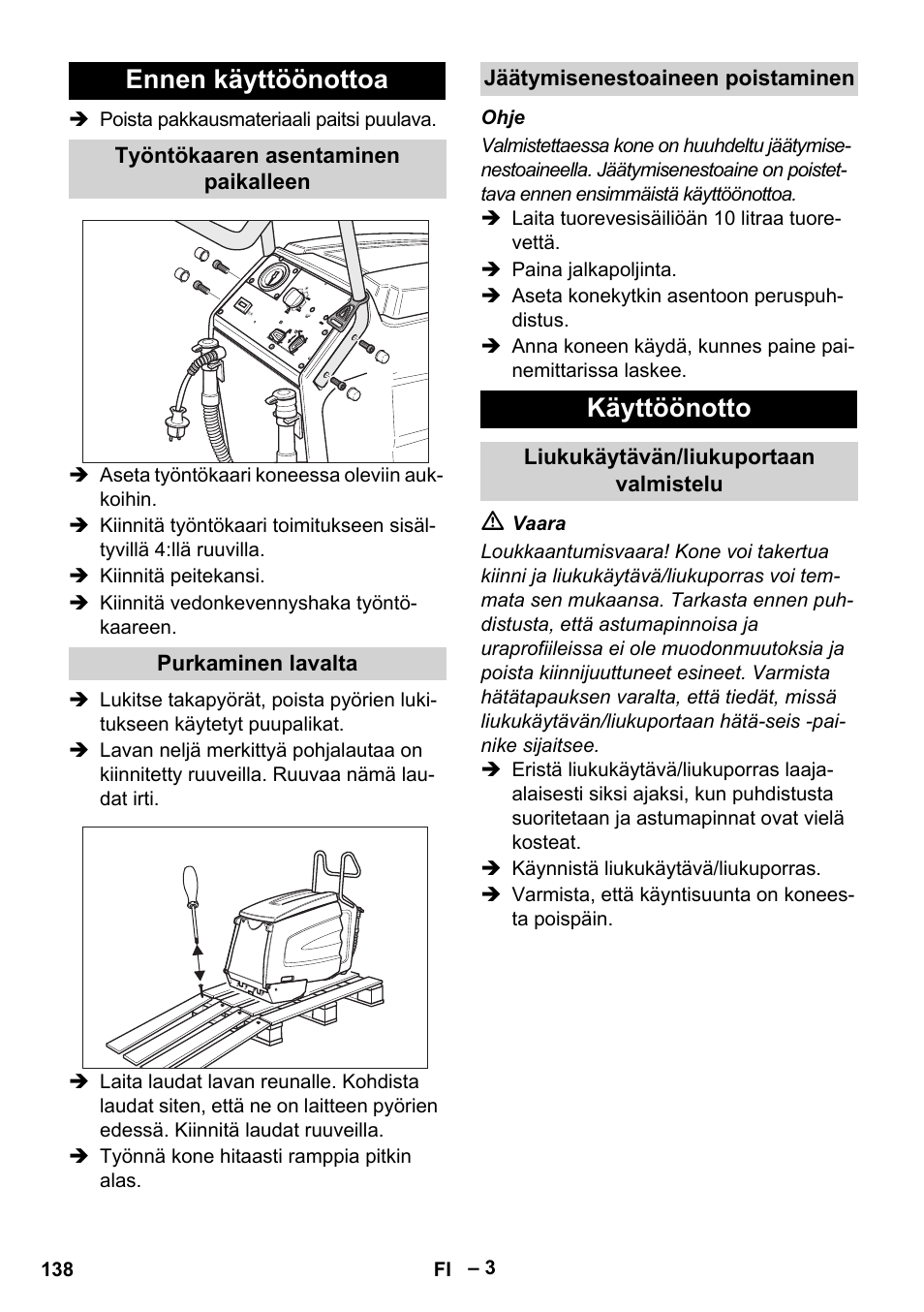 Ennen käyttöönottoa, Käyttöönotto | Karcher BR 47-35 ESC EU User Manual | Page 138 / 276