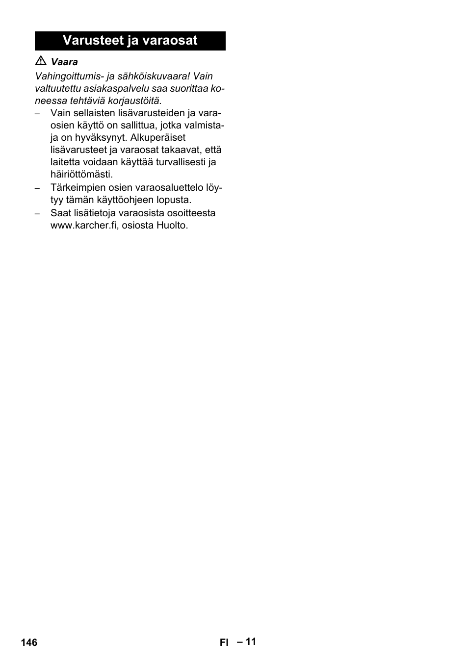Varusteet ja varaosat | Karcher BR 47-35 ESC EU User Manual | Page 146 / 276
