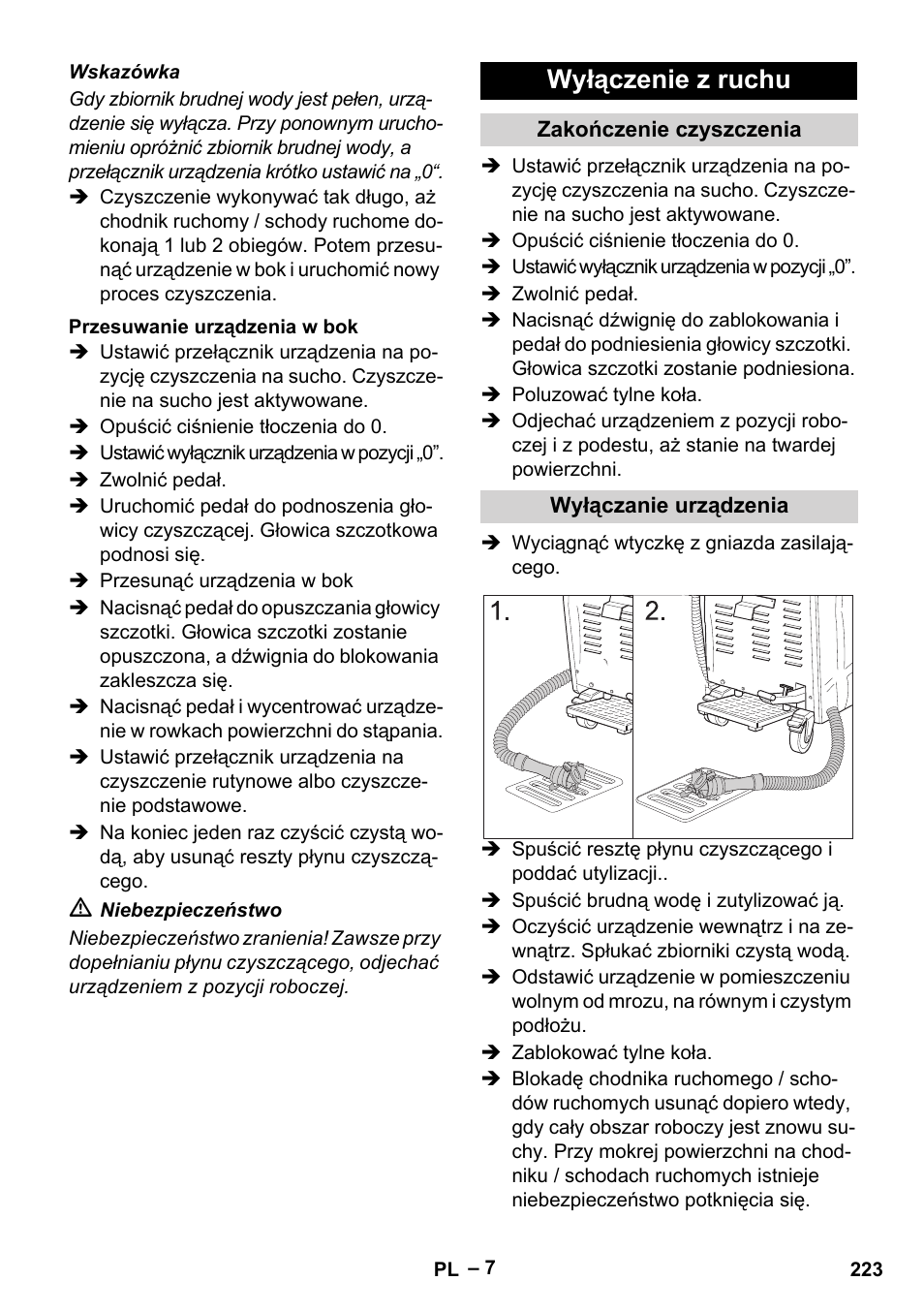Wyłączenie z ruchu | Karcher BR 47-35 ESC EU User Manual | Page 223 / 276