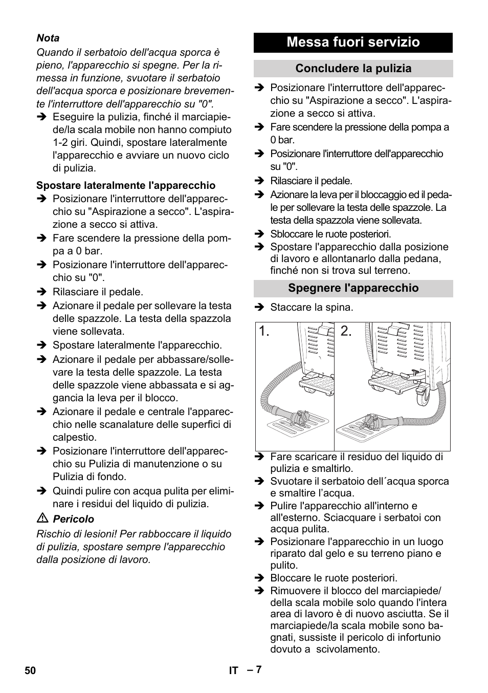 Messa fuori servizio | Karcher BR 47-35 ESC EU User Manual | Page 50 / 276