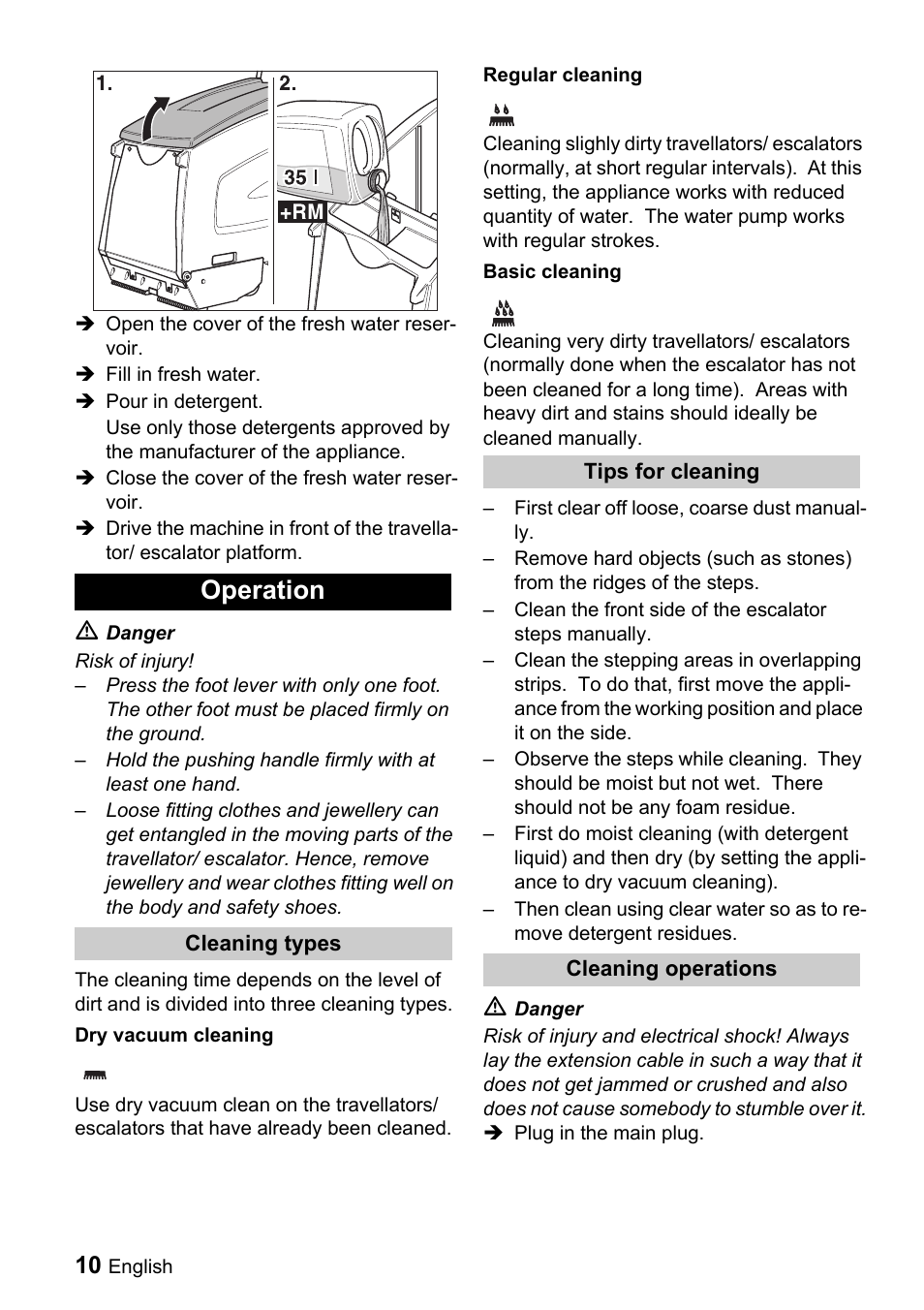 Operation | Karcher BR 47-35 ESC EU User Manual | Page 10 / 56