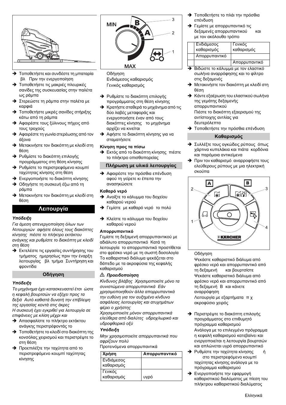 Λειτουργία | Karcher BRC 50-70 W Bp User Manual | Page 89 / 209
