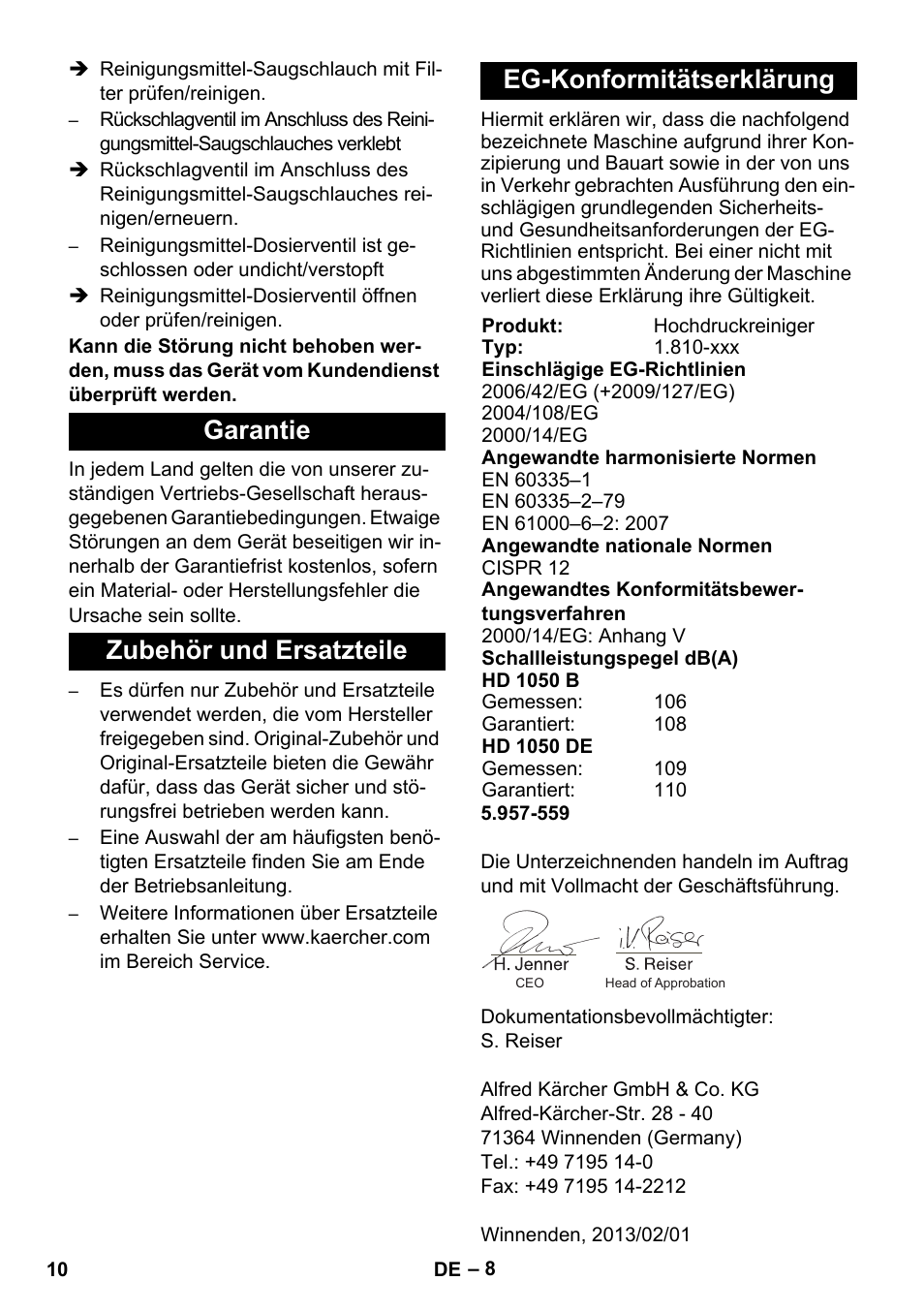 Karcher HD 1050 B User Manual | Page 10 / 276