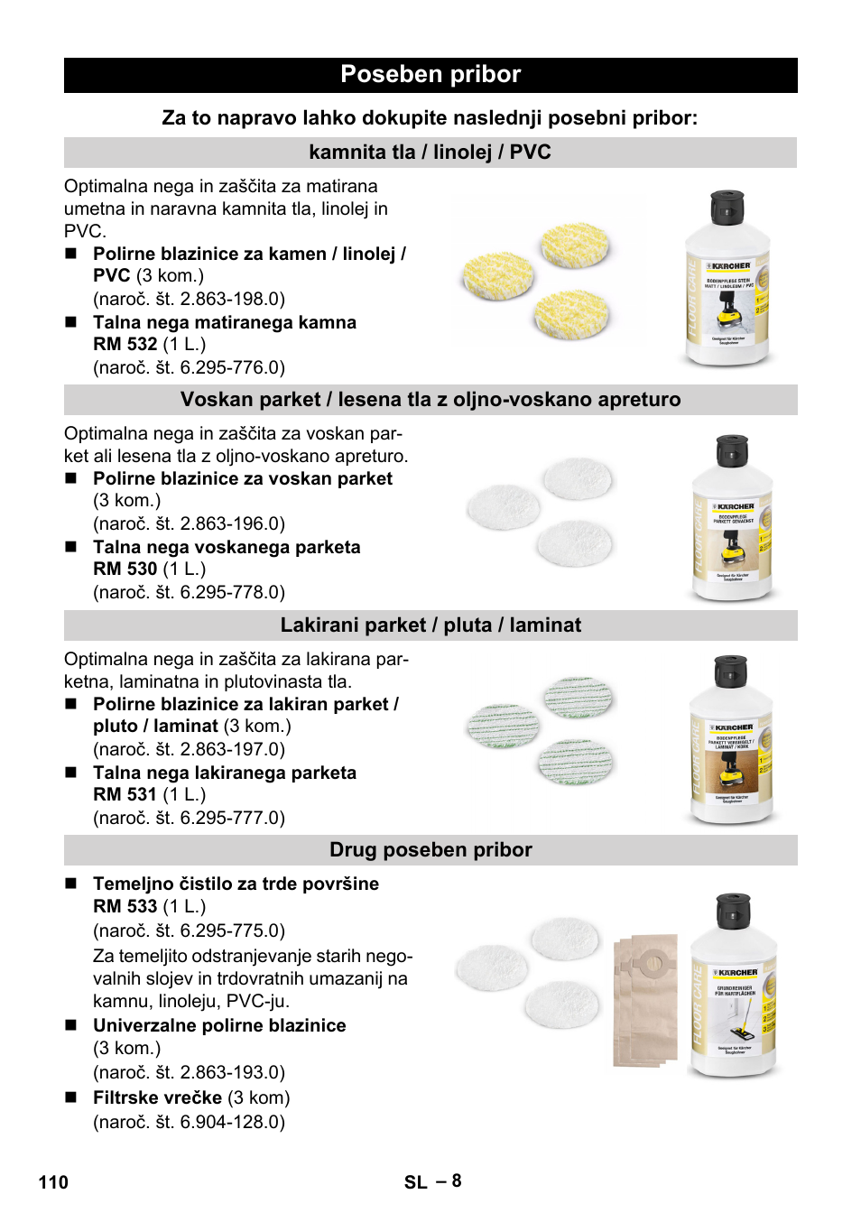 Poseben pribor | Karcher FP 303 User Manual | Page 110 / 188