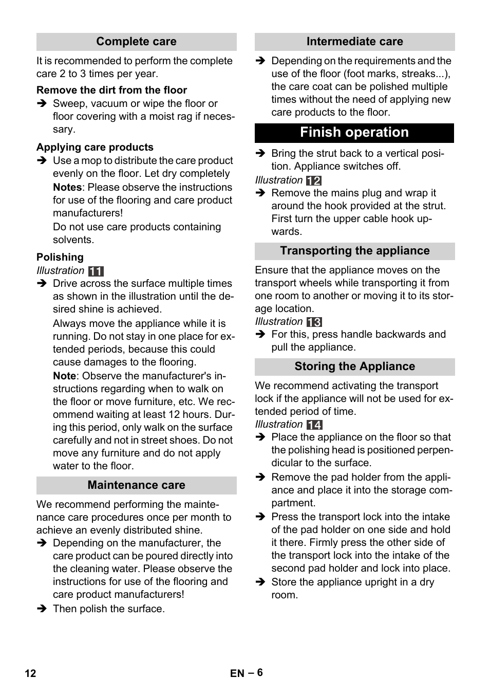 Finish operation | Karcher FP 303 User Manual | Page 12 / 188