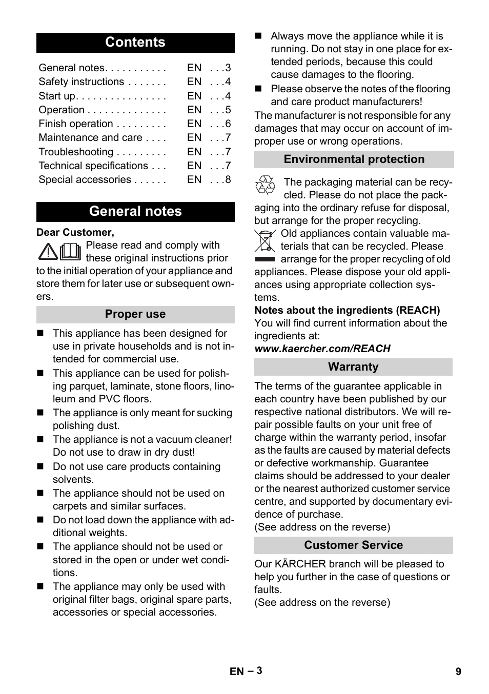 Karcher FP 303 User Manual | Page 9 / 188