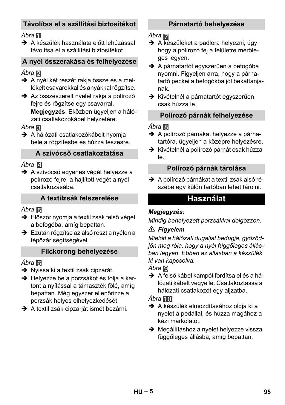 Használat | Karcher FP 303 User Manual | Page 95 / 188
