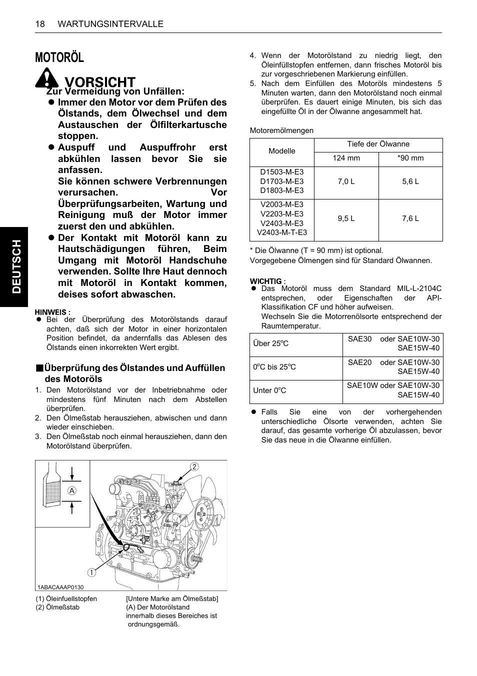 Motoröl, De uts c h | Karcher HDS 13-80 De Tr1 User Manual | Page 126 / 244