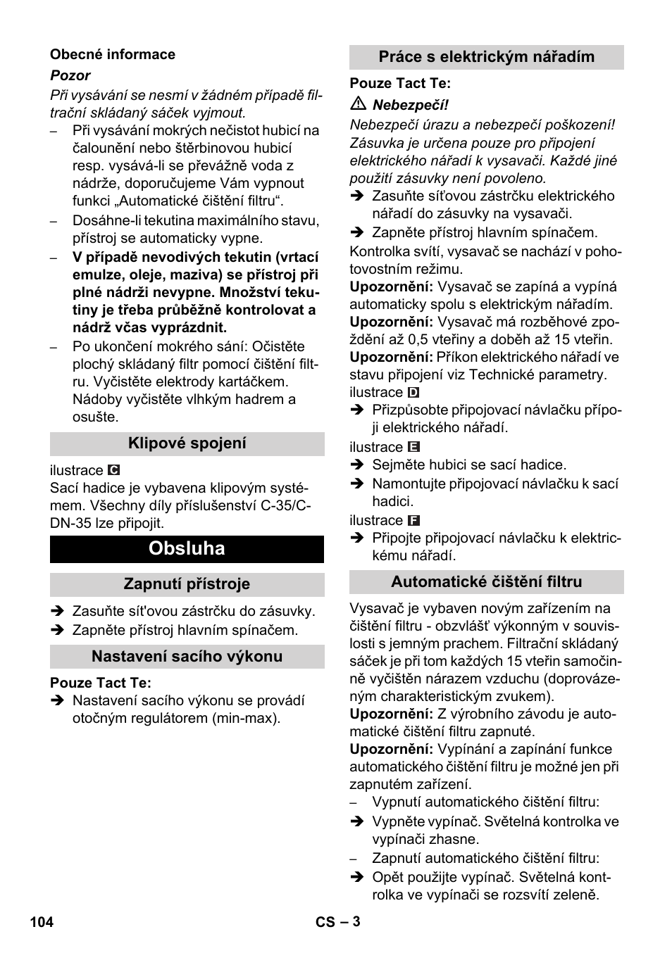 Obsluha | Karcher SB V1 Eco User Manual | Page 104 / 184