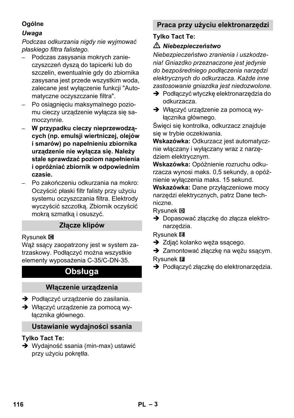 Obsługa | Karcher SB V1 Eco User Manual | Page 116 / 184
