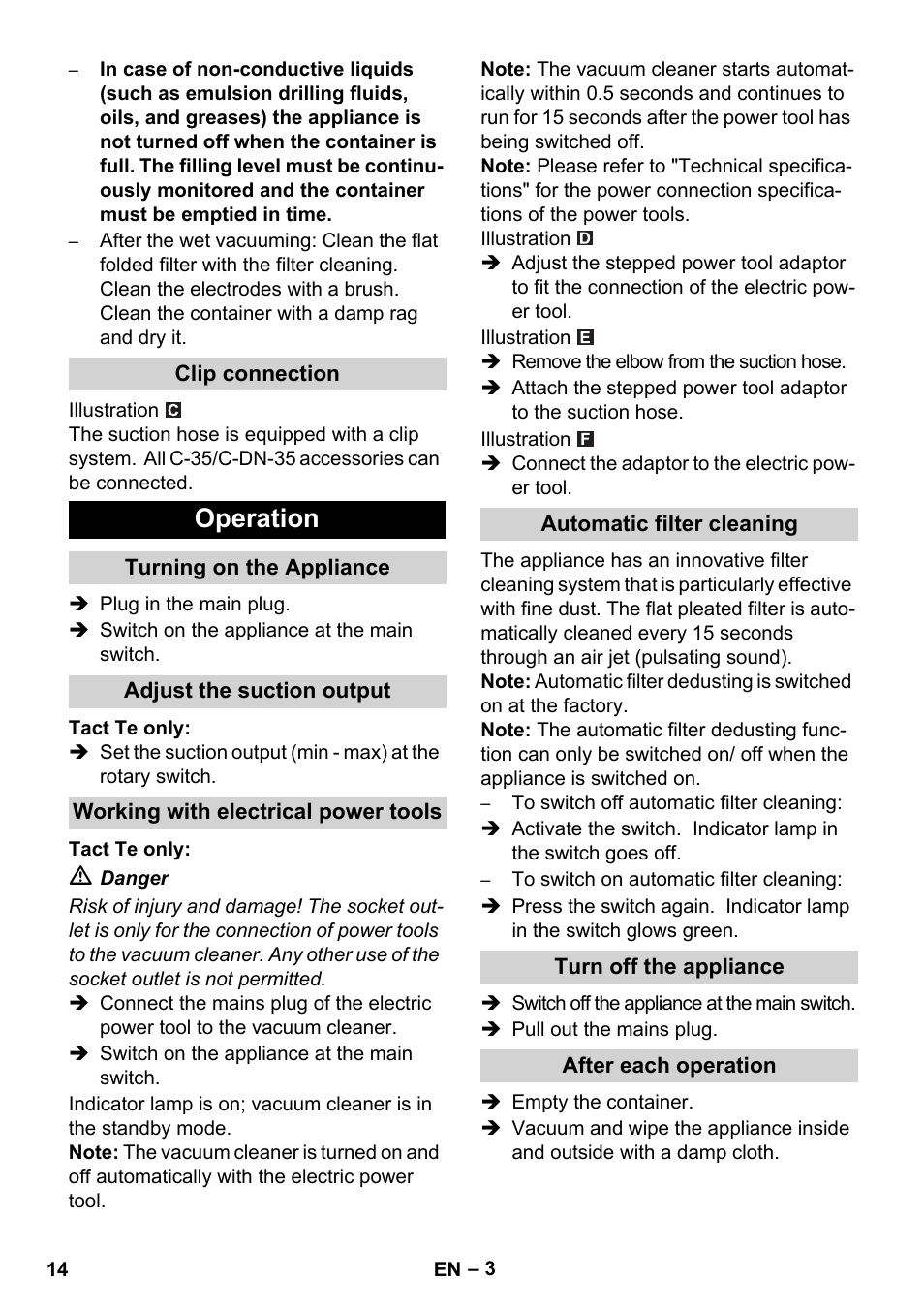 Operation | Karcher SB V1 Eco User Manual | Page 14 / 184