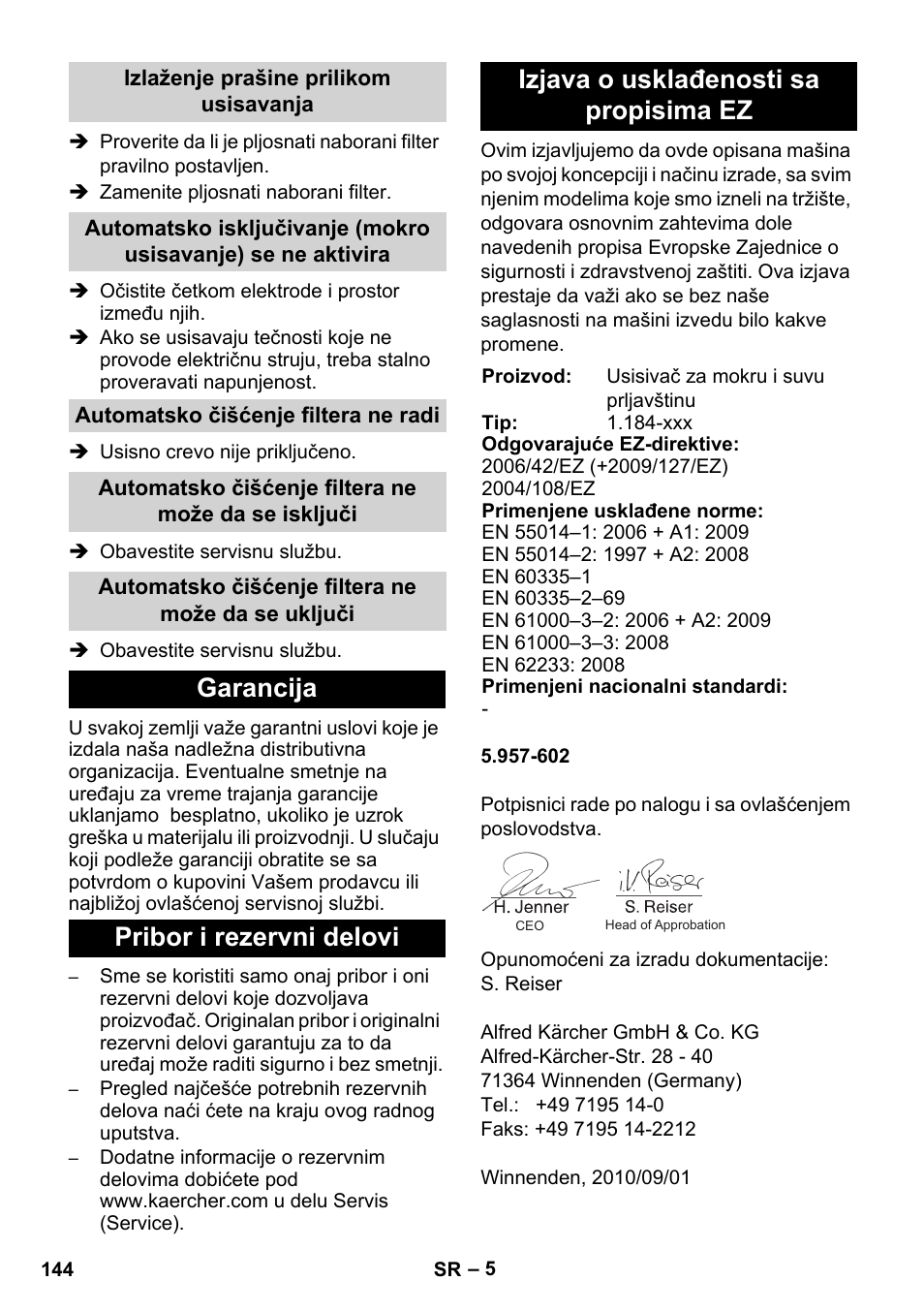 Karcher SB V1 Eco User Manual | Page 144 / 184