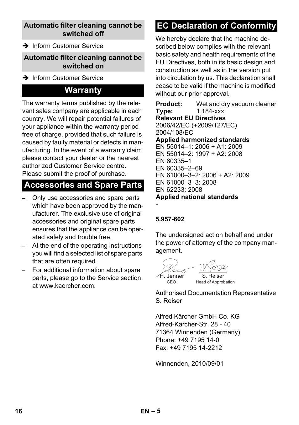 Karcher SB V1 Eco User Manual | Page 16 / 184