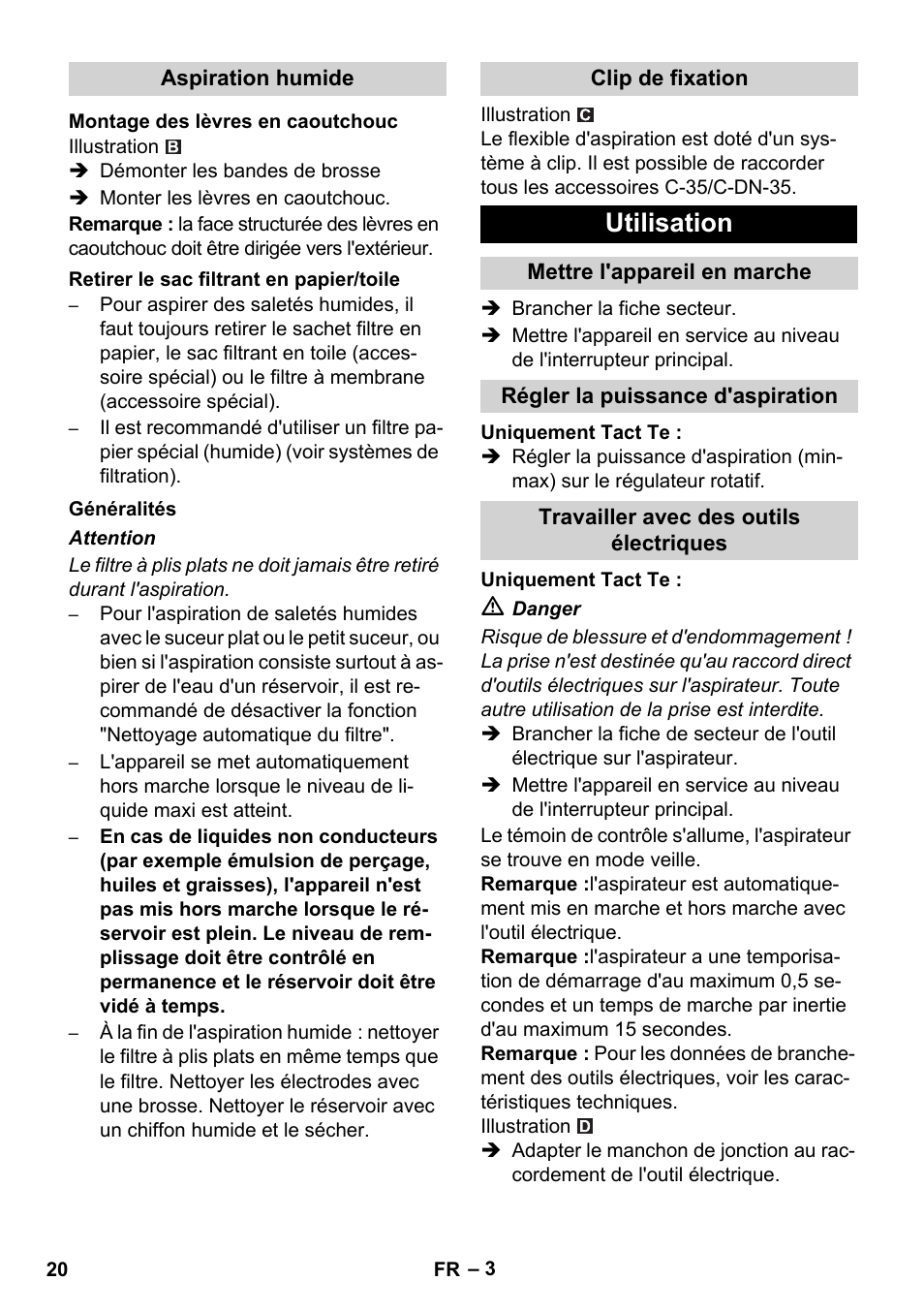 Utilisation | Karcher SB V1 Eco User Manual | Page 20 / 184