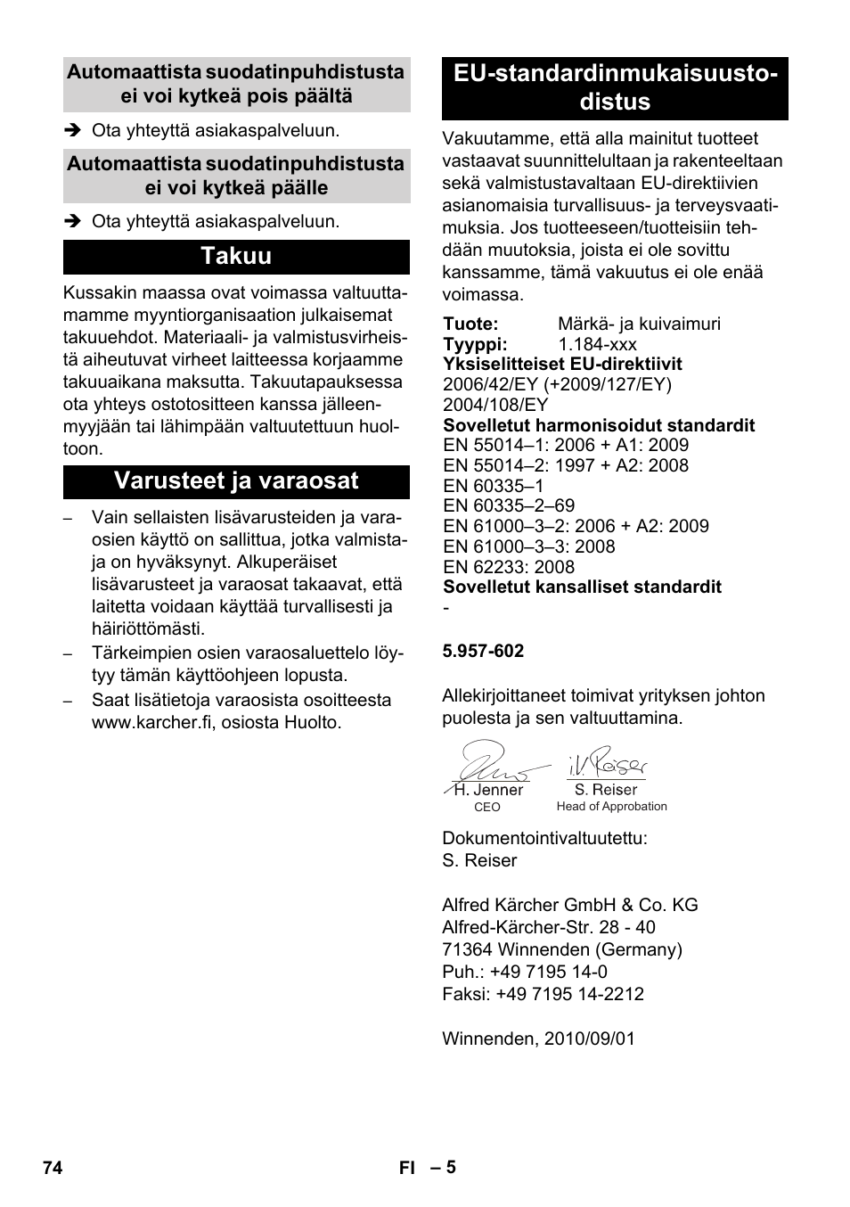 Karcher SB V1 Eco User Manual | Page 74 / 184