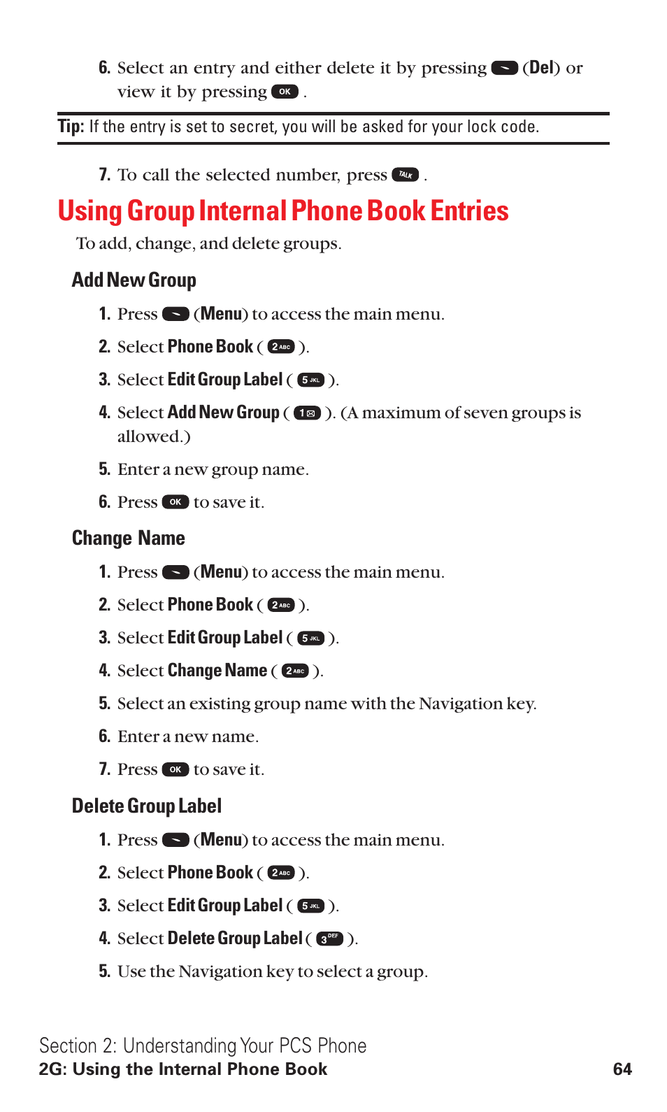 Using group internal phone book entries | Audiovox VI600 User Manual | Page 72 / 154
