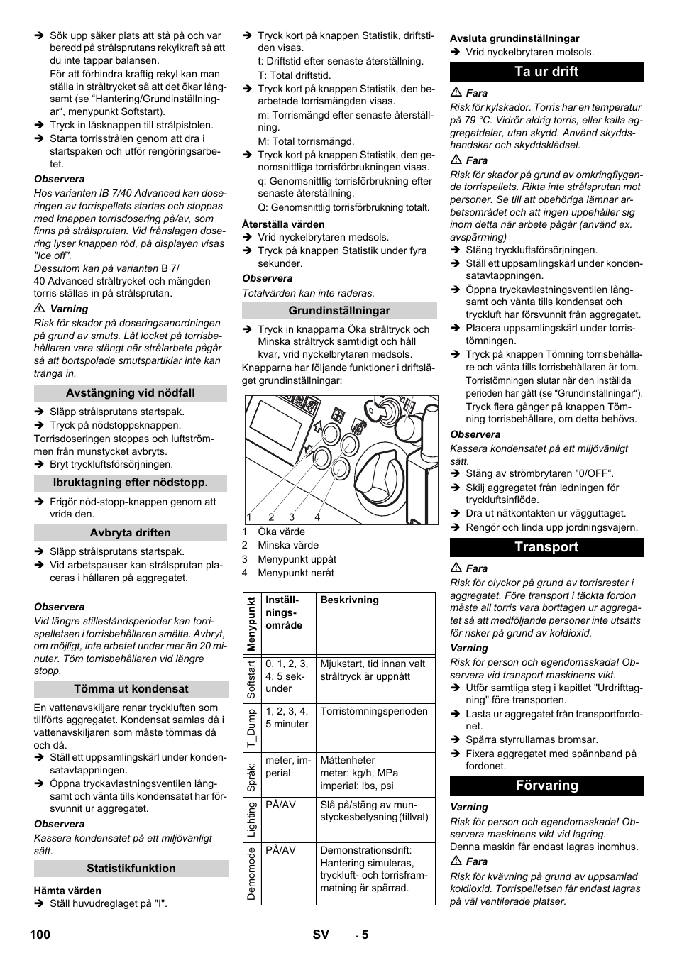 Ta ur drift transport förvaring | Karcher IB 7-40 Advanced User Manual | Page 100 / 288
