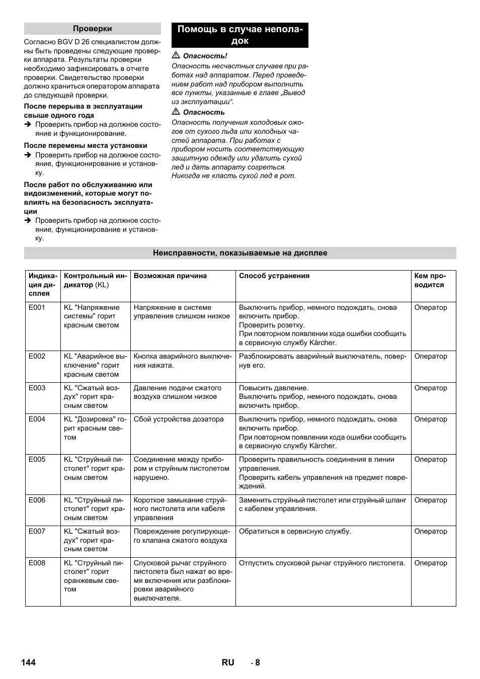 Помощь в случае непола- док | Karcher IB 7-40 Advanced User Manual | Page 144 / 288