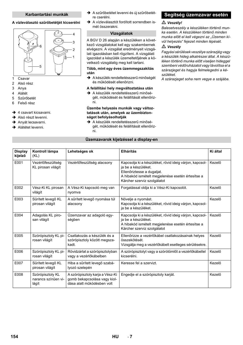 Segítség üzemzavar esetén | Karcher IB 7-40 Advanced User Manual | Page 154 / 288