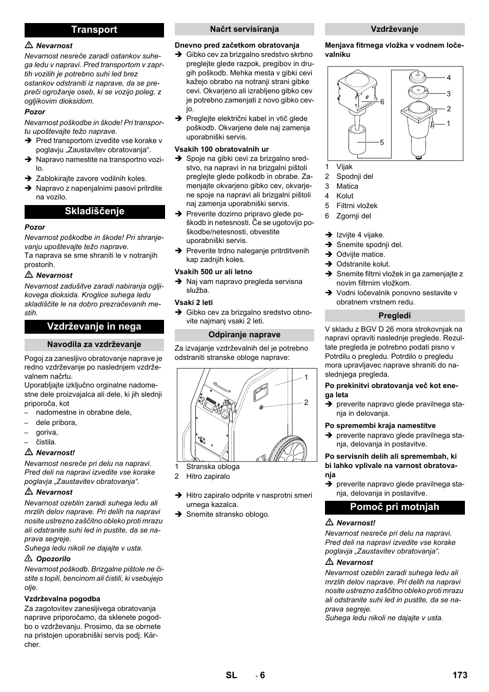 Transport skladiščenje vzdrževanje in nega, Pomoč pri motnjah | Karcher IB 7-40 Advanced User Manual | Page 173 / 288