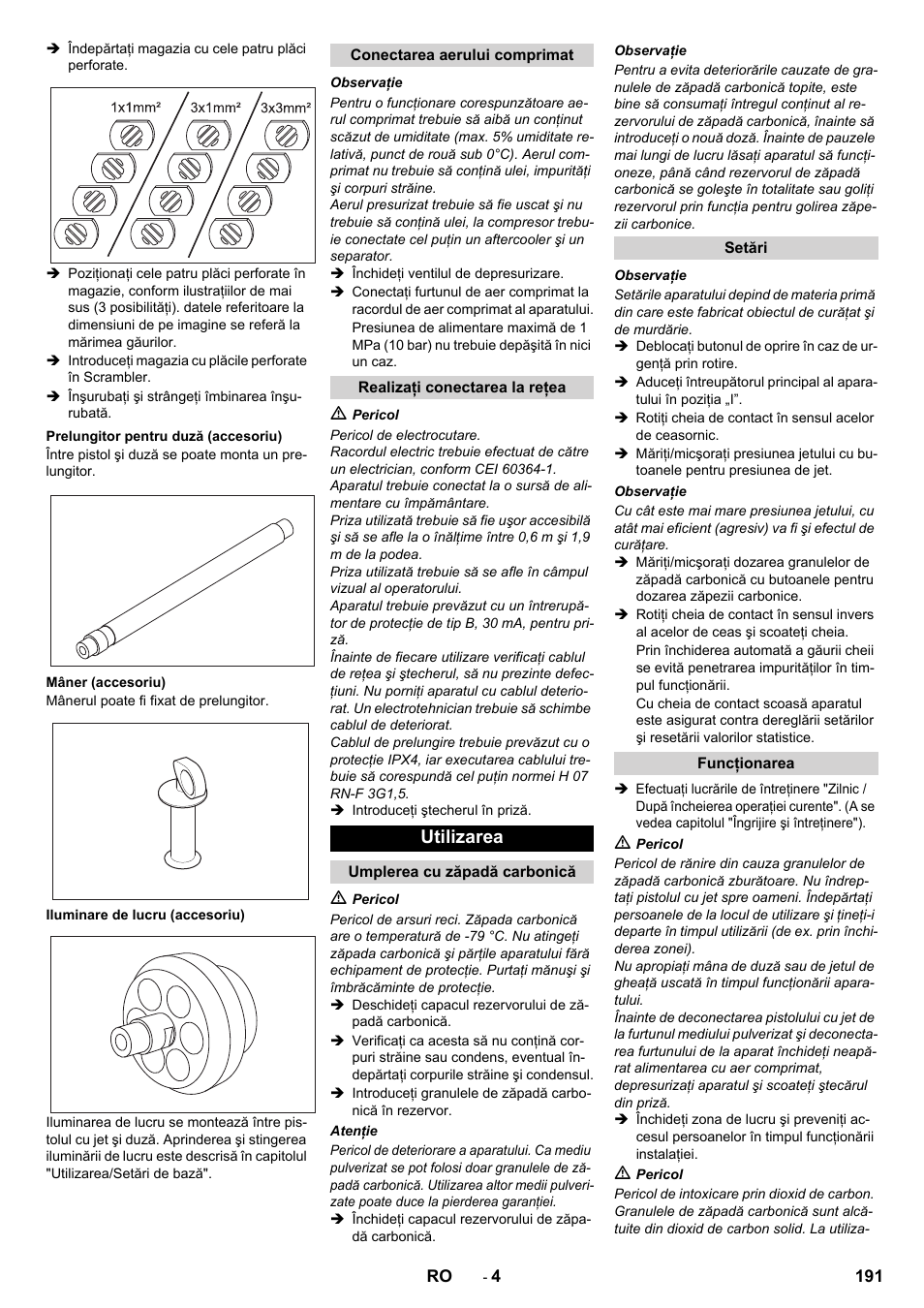 Utilizarea | Karcher IB 7-40 Advanced User Manual | Page 191 / 288