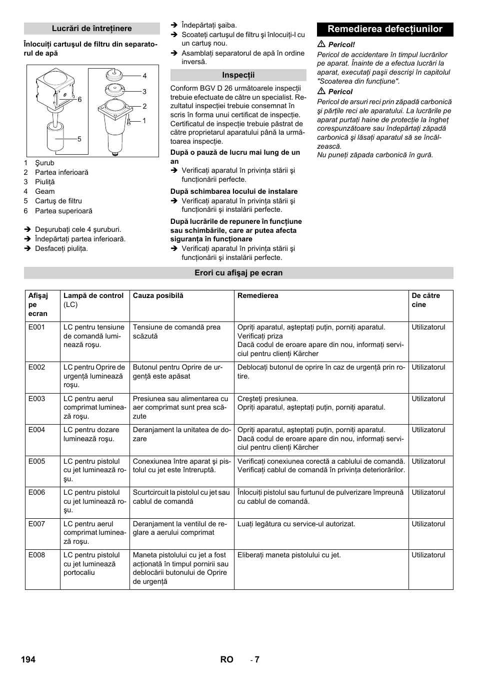 Remedierea defecţiunilor | Karcher IB 7-40 Advanced User Manual | Page 194 / 288