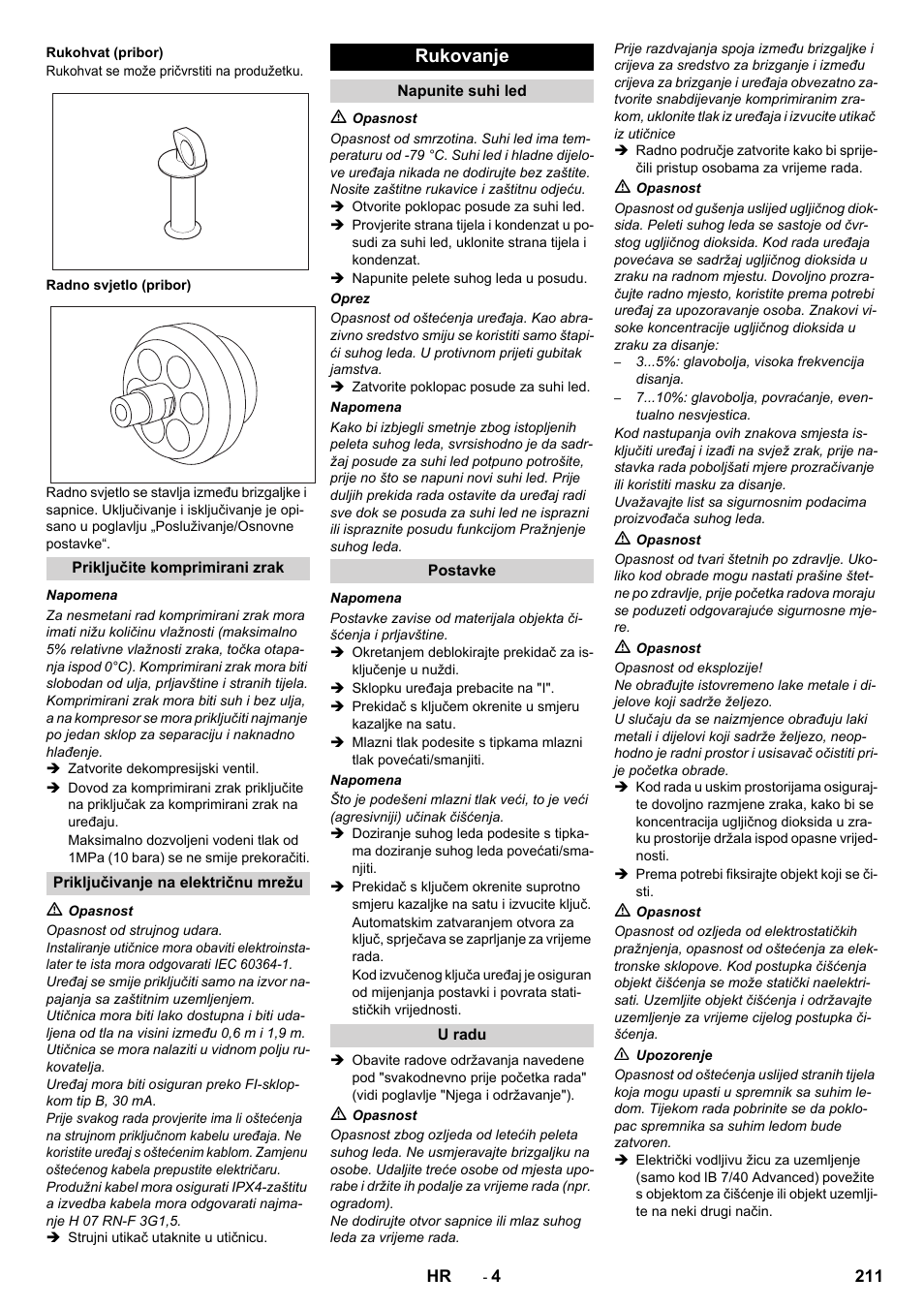 Rukovanje | Karcher IB 7-40 Advanced User Manual | Page 211 / 288
