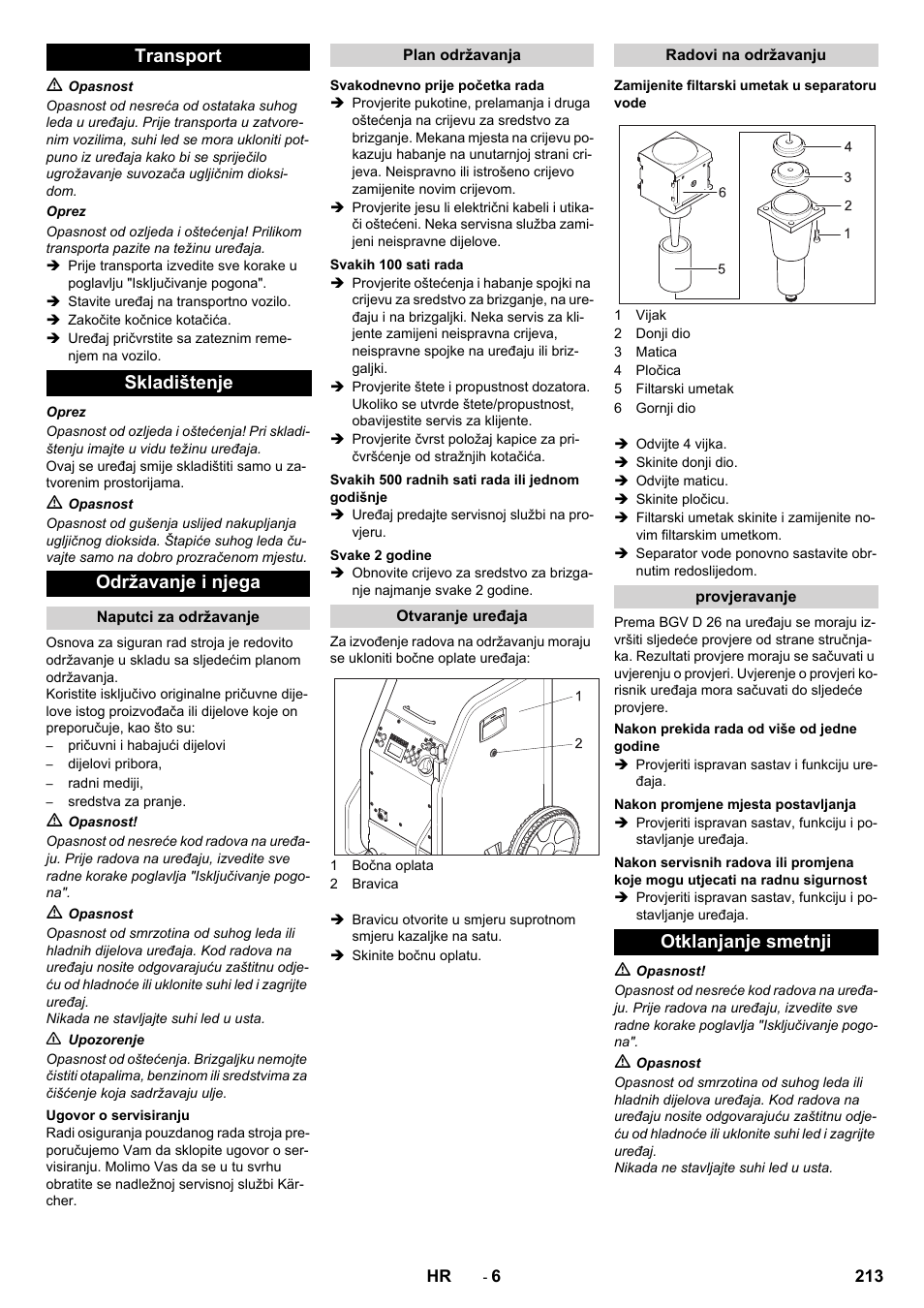 Transport skladištenje održavanje i njega, Otklanjanje smetnji | Karcher IB 7-40 Advanced User Manual | Page 213 / 288