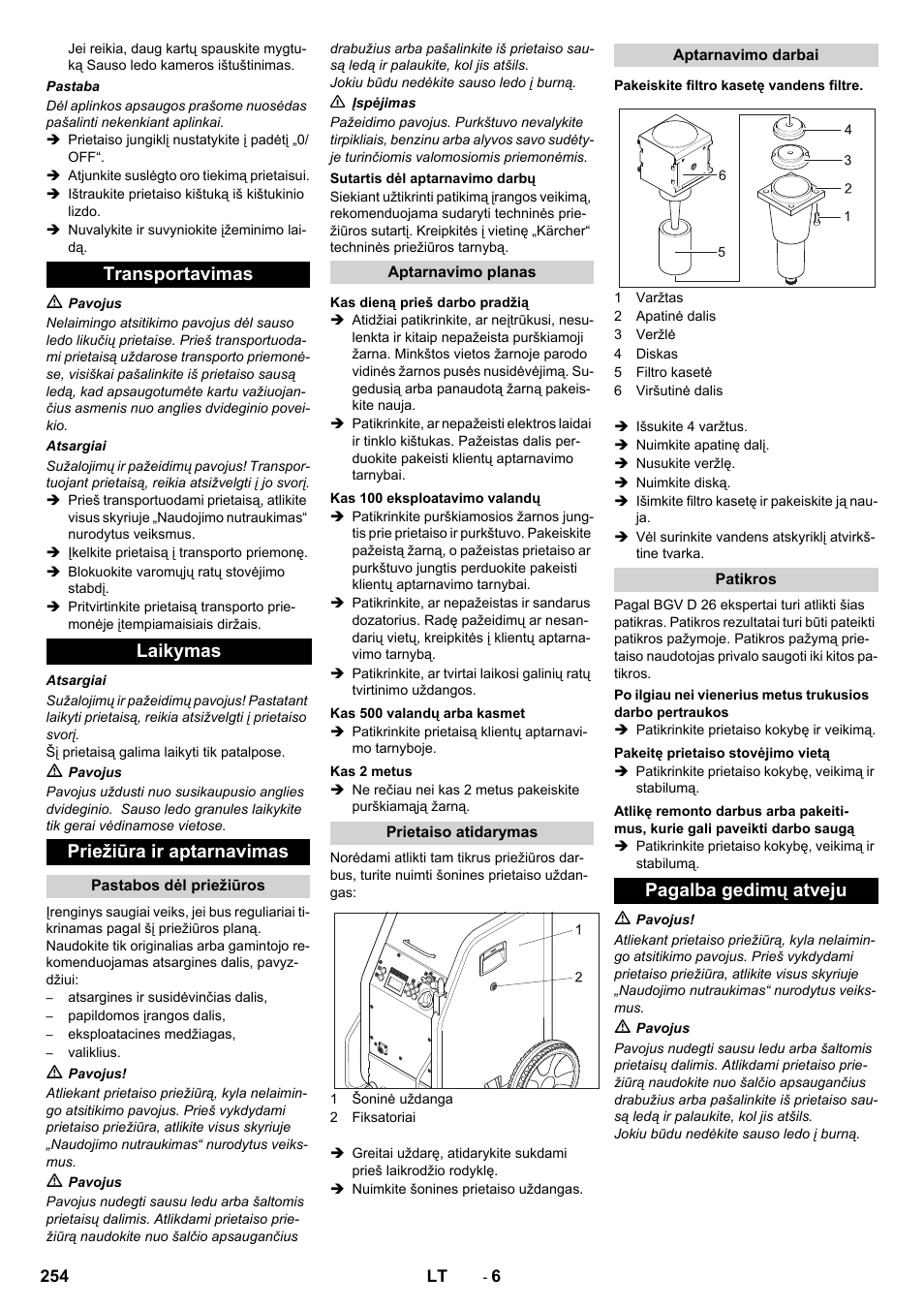 Transportavimas laikymas priežiūra ir aptarnavimas, Pagalba gedimų atveju | Karcher IB 7-40 Advanced User Manual | Page 254 / 288
