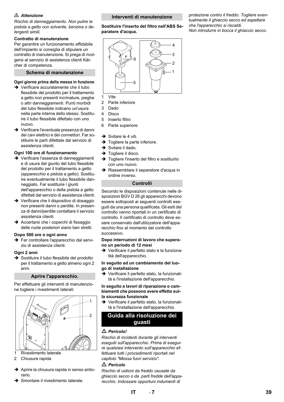 Guida alla risoluzione dei guasti | Karcher IB 7-40 Advanced User Manual | Page 39 / 288
