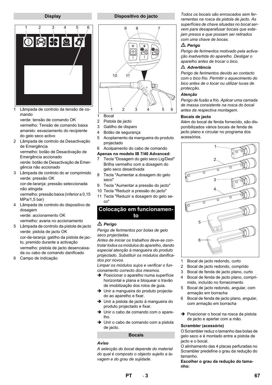 Colocação em funcionamen- to | Karcher IB 7-40 Advanced User Manual | Page 67 / 288