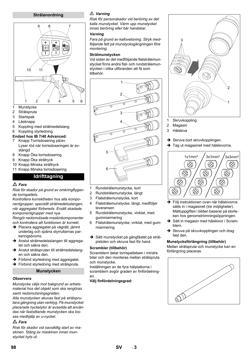 Idrifttagning | Karcher IB 7-40 Advanced User Manual | Page 98 / 288
