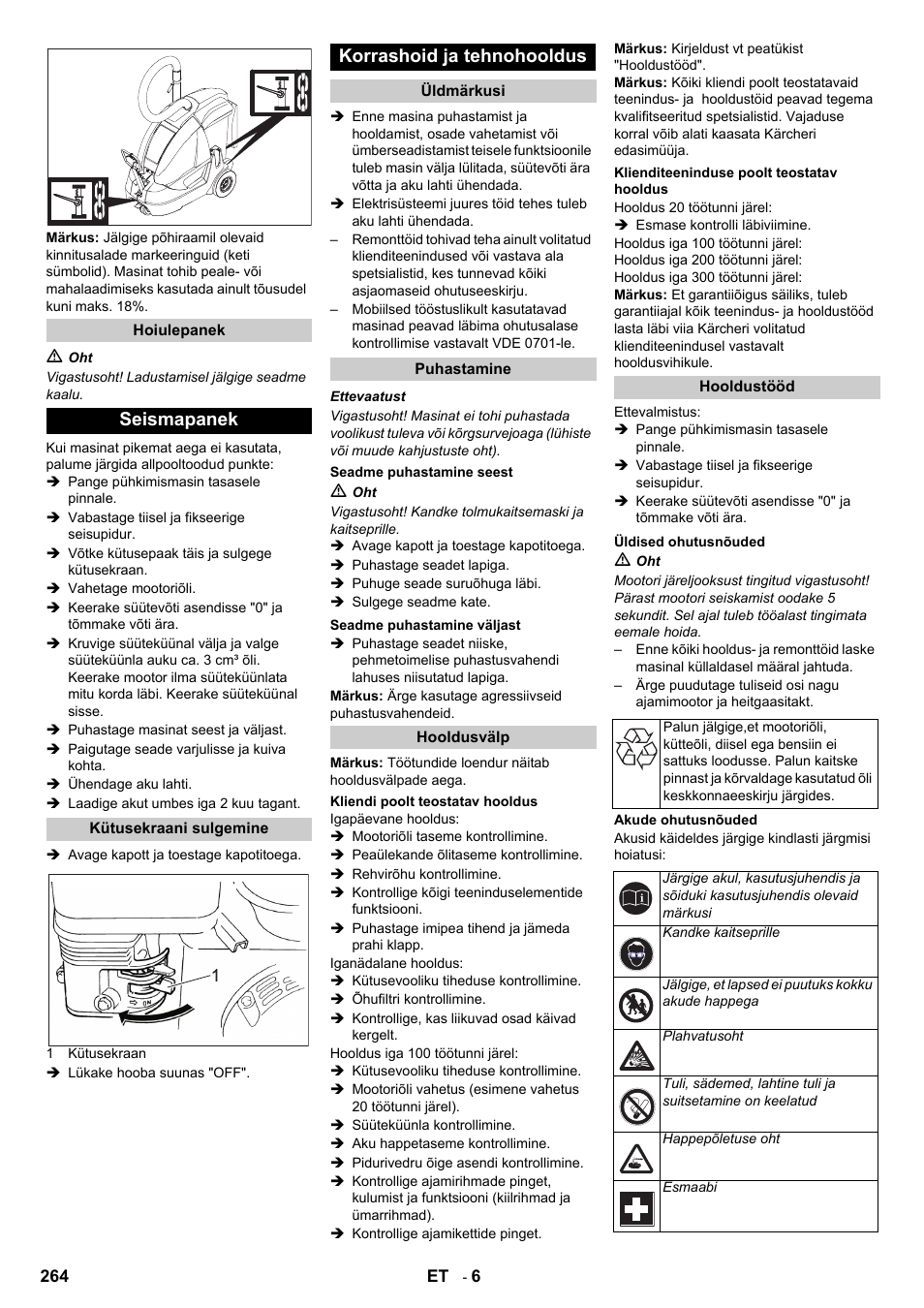 Seismapanek, Korrashoid ja tehnohooldus | Karcher IC 15-240 W Adv User Manual | Page 264 / 308