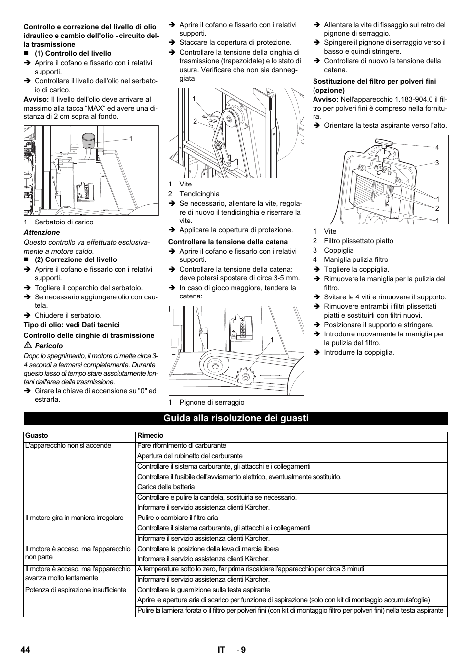 Guida alla risoluzione dei guasti | Karcher IC 15-240 W Adv User Manual | Page 44 / 308