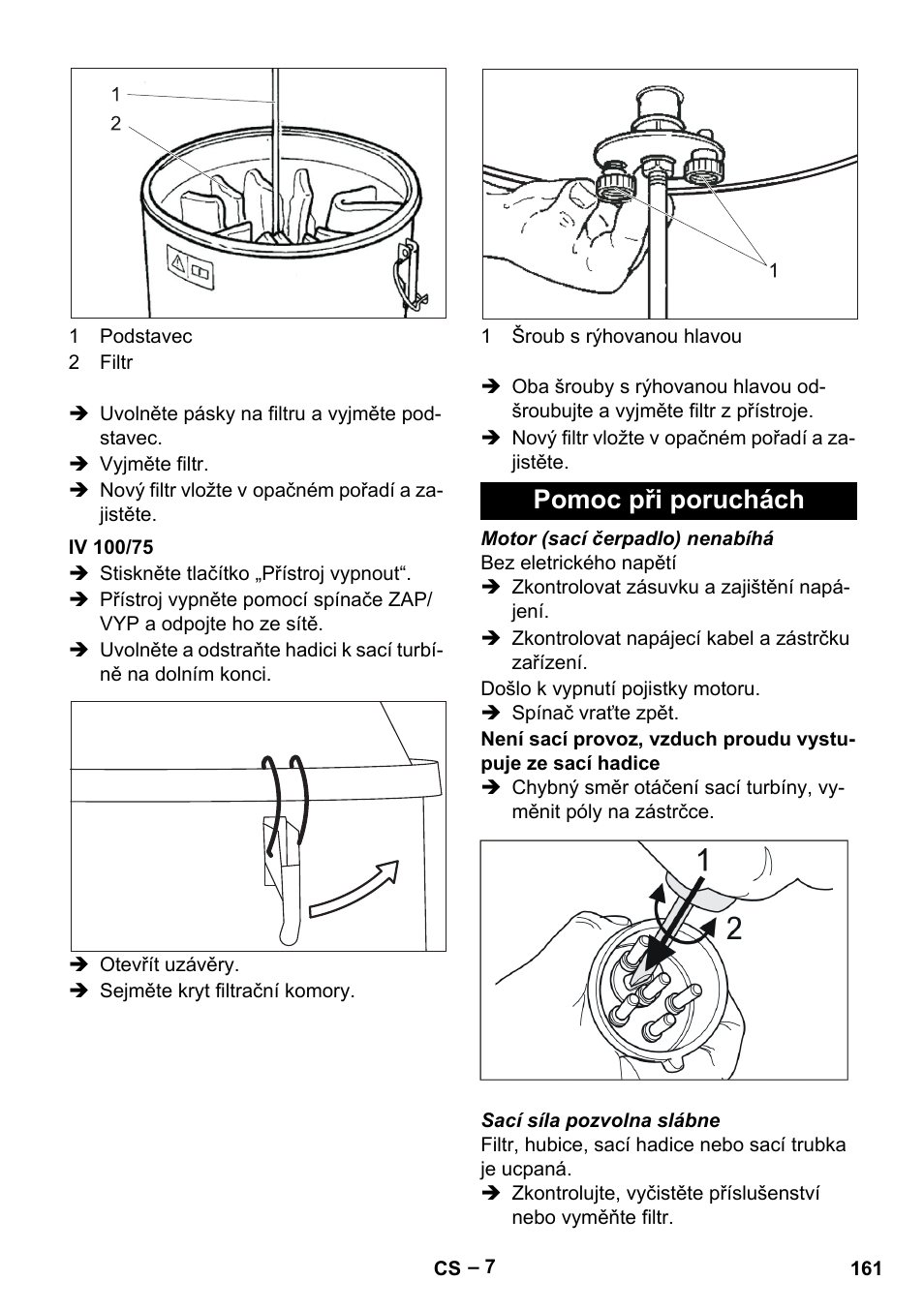 Iv 100/75, Pomoc při poruchách | Karcher IV 100-55 User Manual | Page 161 / 280