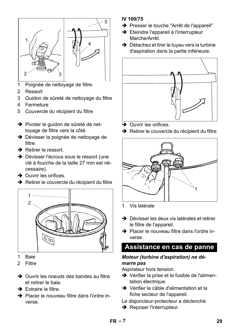 Iv 100/75, Assistance en cas de panne | Karcher IV 100-55 User Manual | Page 29 / 280