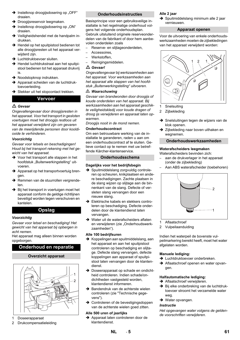 Vervoer opslag onderhoud en reparatie | Karcher IB 15-80 User Manual | Page 61 / 88