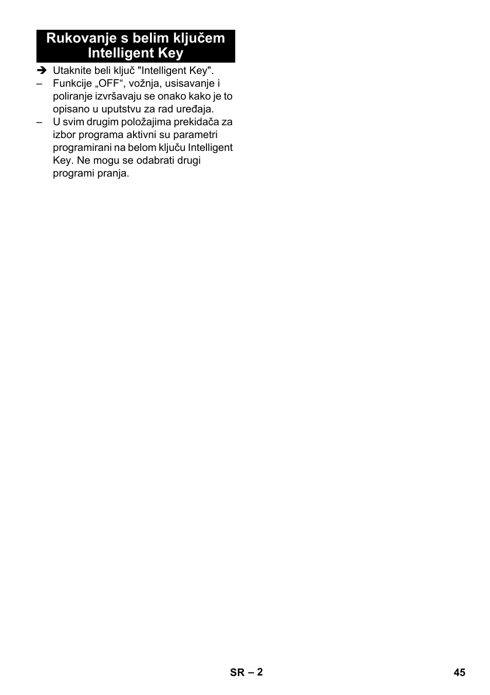 Rukovanje s belim ključem intelligent key | Karcher B 60 W User Manual | Page 45 / 56