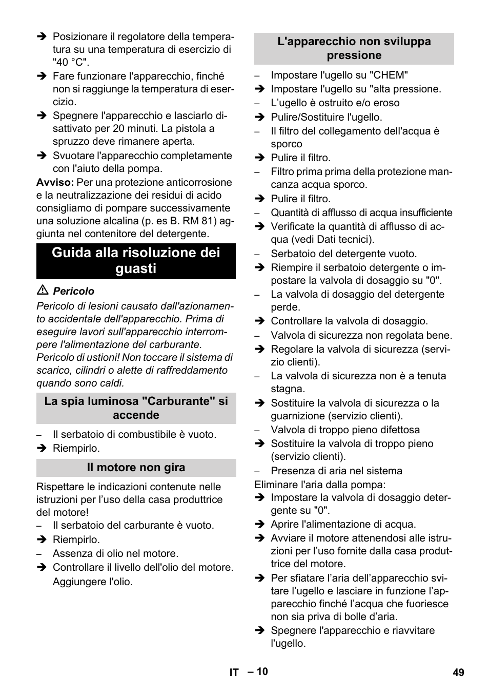 Guida alla risoluzione dei guasti, La spia luminosa 