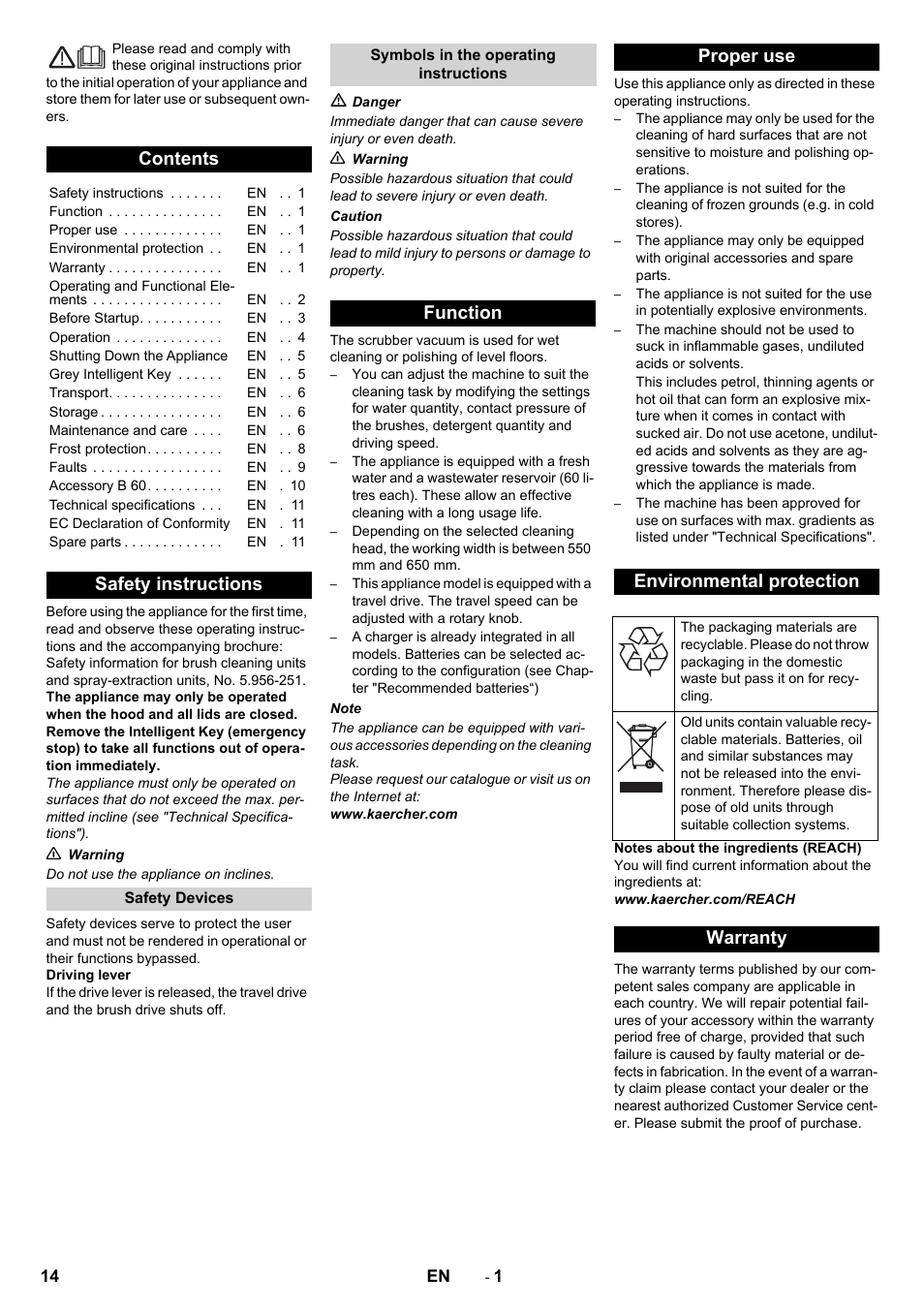 Karcher B 60 W User Manual | Page 14 / 312
