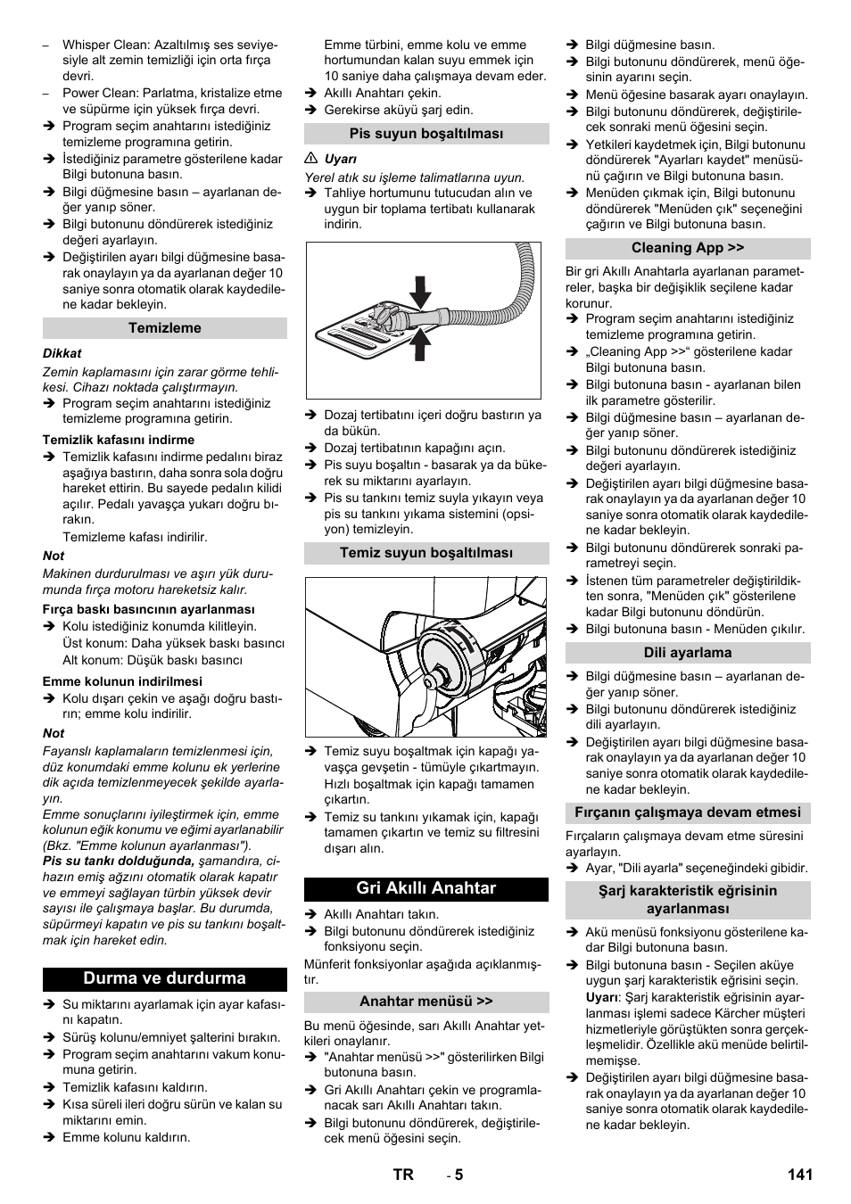 Durma ve durdurma, Gri akıllı anahtar | Karcher B 60 W User Manual | Page 141 / 312