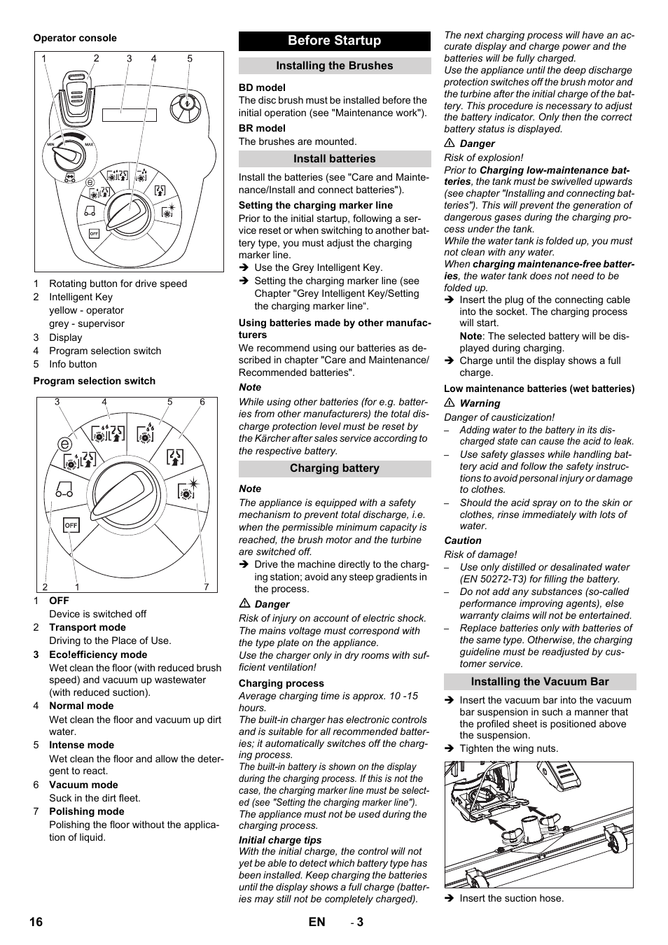 Before startup | Karcher B 60 W User Manual | Page 16 / 312