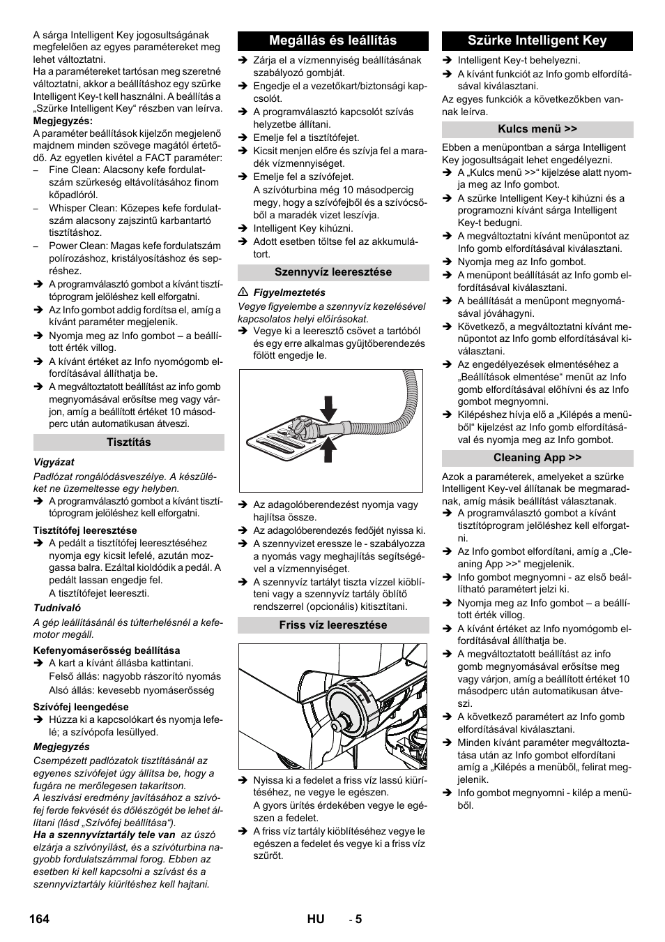 Megállás és leállítás, Szürke intelligent key | Karcher B 60 W User Manual | Page 164 / 312