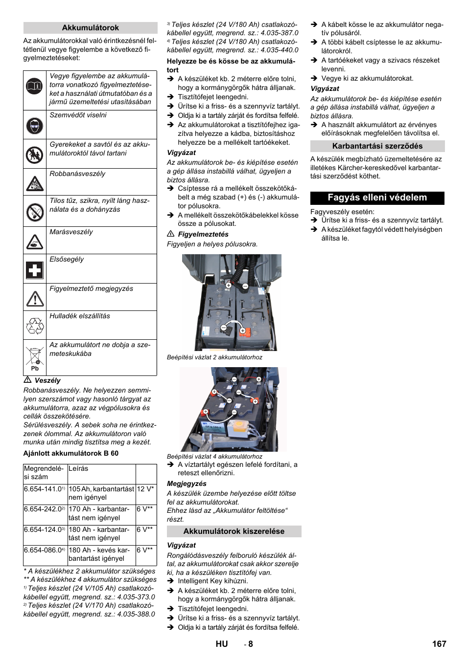 Fagyás elleni védelem | Karcher B 60 W User Manual | Page 167 / 312