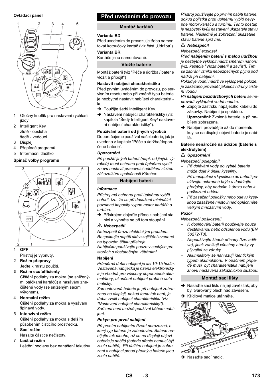 Před uvedením do provozu | Karcher B 60 W User Manual | Page 173 / 312